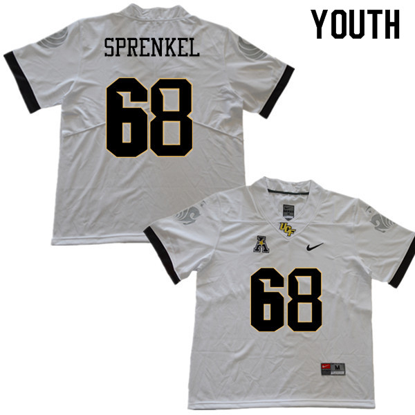 Youth #68 Charles Sprenkel UCF Knights College Football Jerseys Sale-White - Click Image to Close